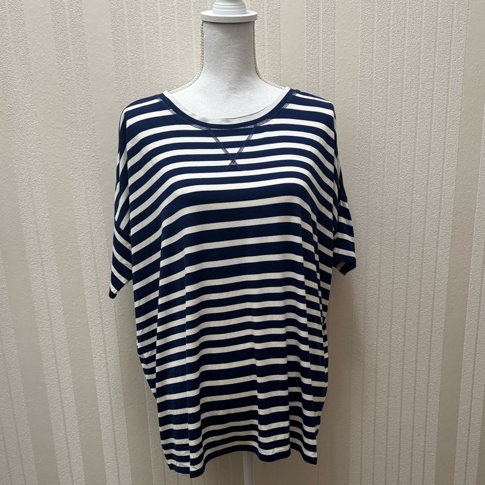 Cabi #769 Sailing Stripes Navy and White Women's Top, Size M